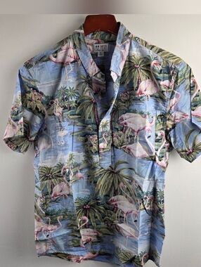 Catch Surf Aloha Shirt Mens Small Multicolor Short Sleeve Button Up Flamingos